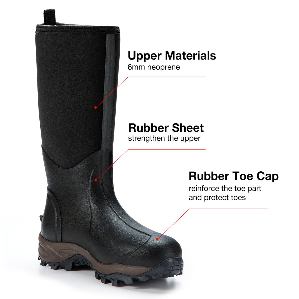 TideWe Rubber Neoprene Boots Men and Women Waterproof Durable 6mm Hunting Boots