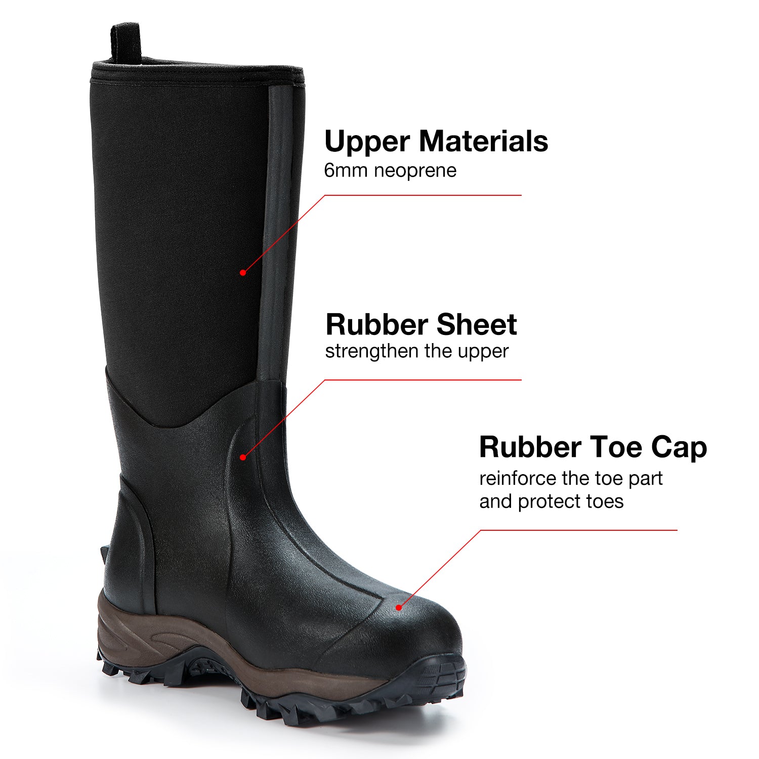 TideWe Rubber Neoprene Boots Men and Women Waterproof Durable 6mm Hunting Boots