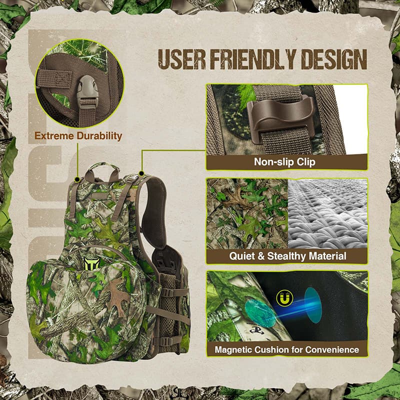 TideWe Turkey Hunting Vest With Seat Cushion and Game Pouch