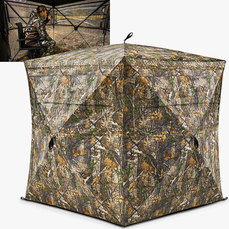 TideWe See Through Hunting Blind, 3-4 Person Pop Up Ground Deer Blind