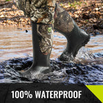 the hunter with 100% waterproof TideWe hunting boots steps into the water
