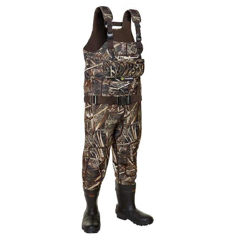TideWe Hunting Wader 5mm Neoprene Fleece-Lined Chest Waders with 1600 Gram Insulation Rubber Boots