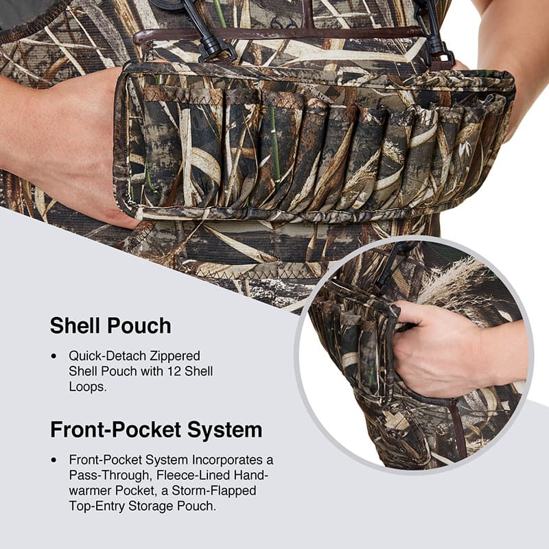 TideWe Hunting Wader 5mm Neoprene Fleece-Lined Chest Waders with 1600 Gram Insulation Rubber Boots