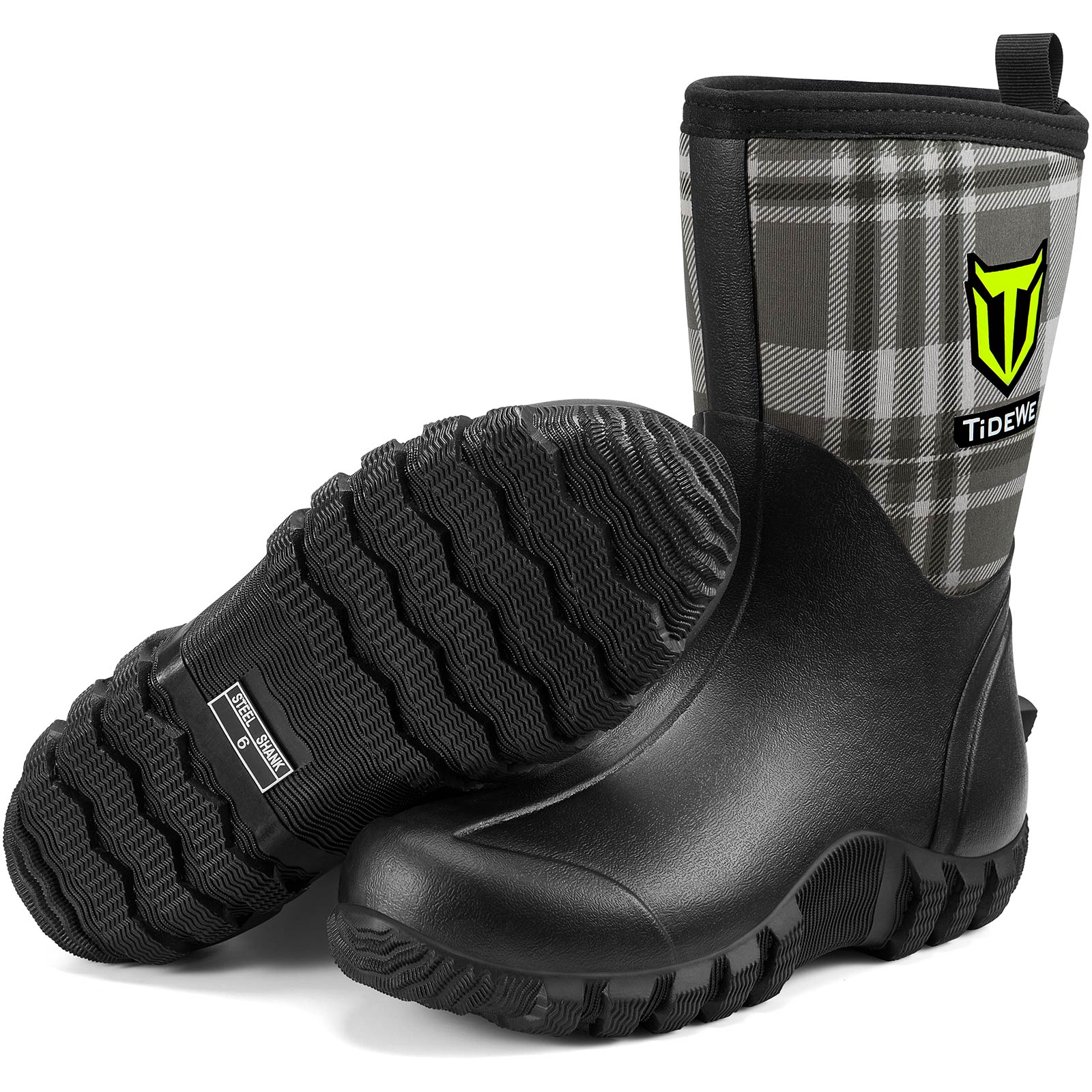 TideWe Women's Rubber Garden Boots, Neoprene Waterproof Insulated Mid Calf Hunting Boots and Rain Boot