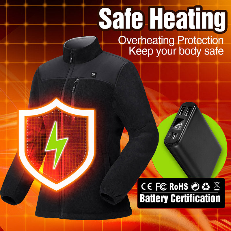 TIDEWE Women’s Heated Jacket Fleece with Battery Pack, Rechargeable Coat for Hunting (Black, Camo, Size S-XXL)