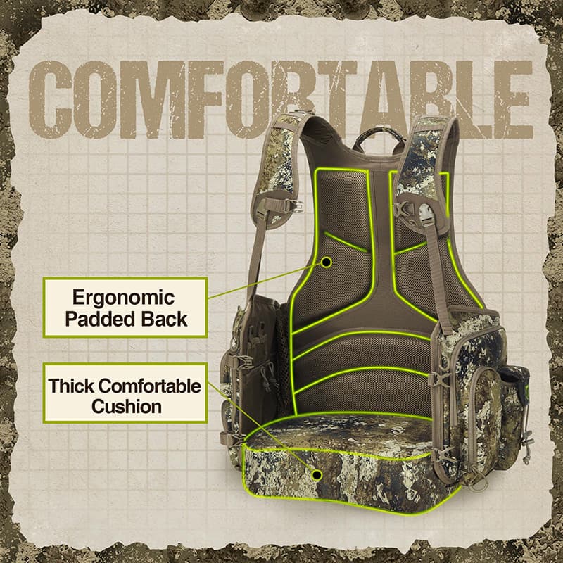 TideWe Turkey Hunting Vest With Seat Cushion and Game Pouch
