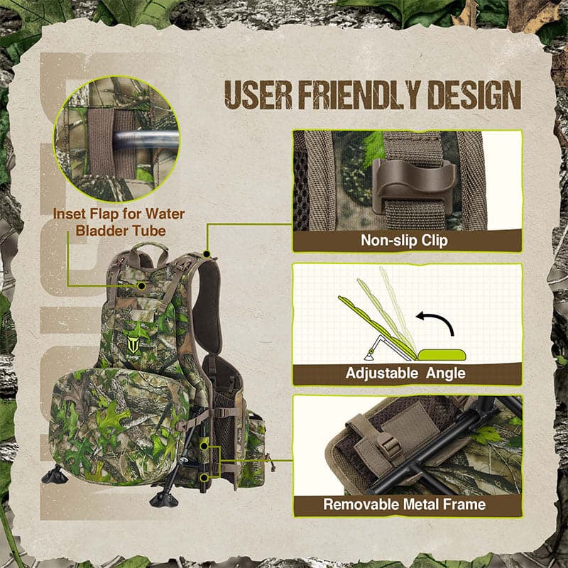 TideWe Turkey Vest with Seat with Game Pouch and Kickstand