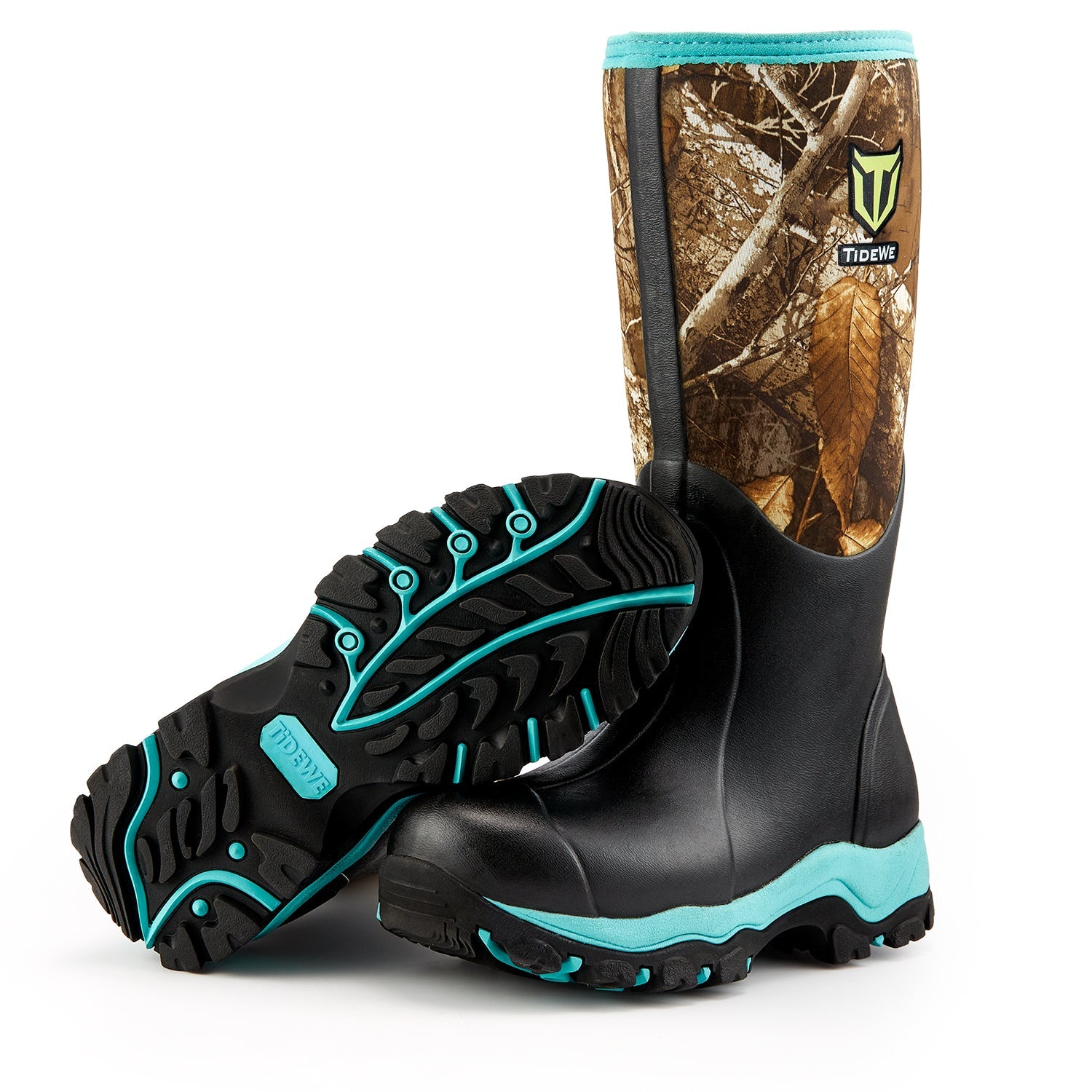 TideWe Hunting Boots for Women 15"  Pink & Light Teal Blue