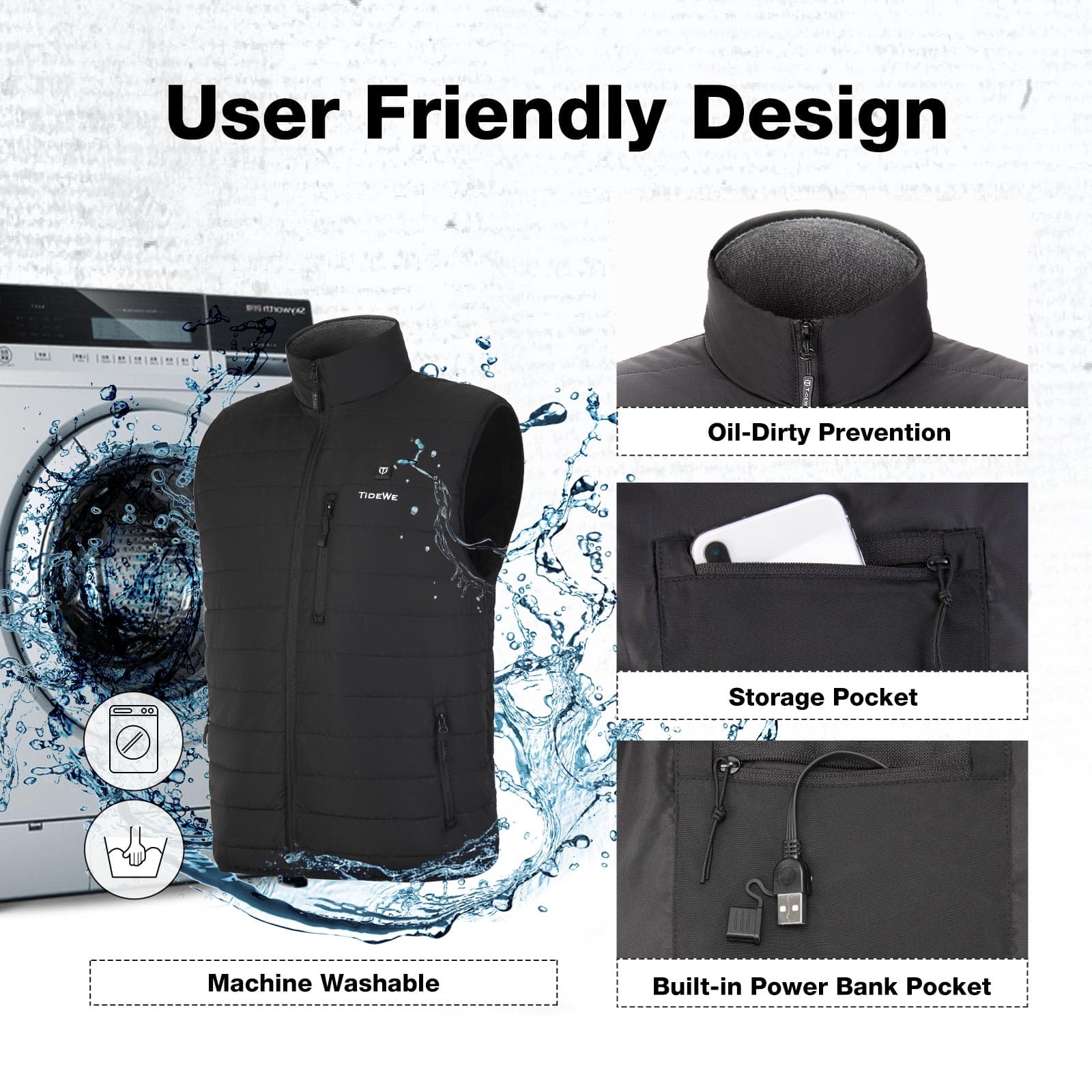 TideWe Women’s Lightweight Heated Vest with Battery Pack for Hunting/Hiking