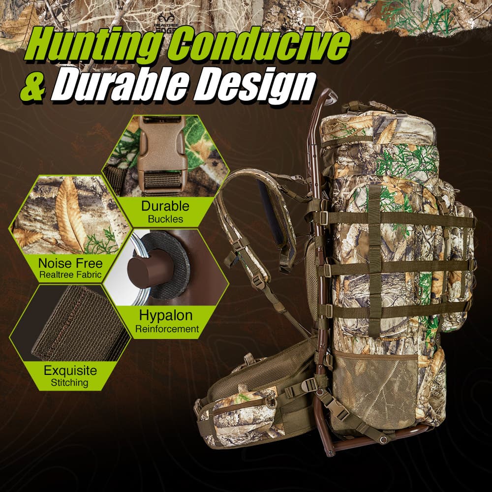 TideWe Hunting Backpack External Frame 5500cu with Rain Cover
