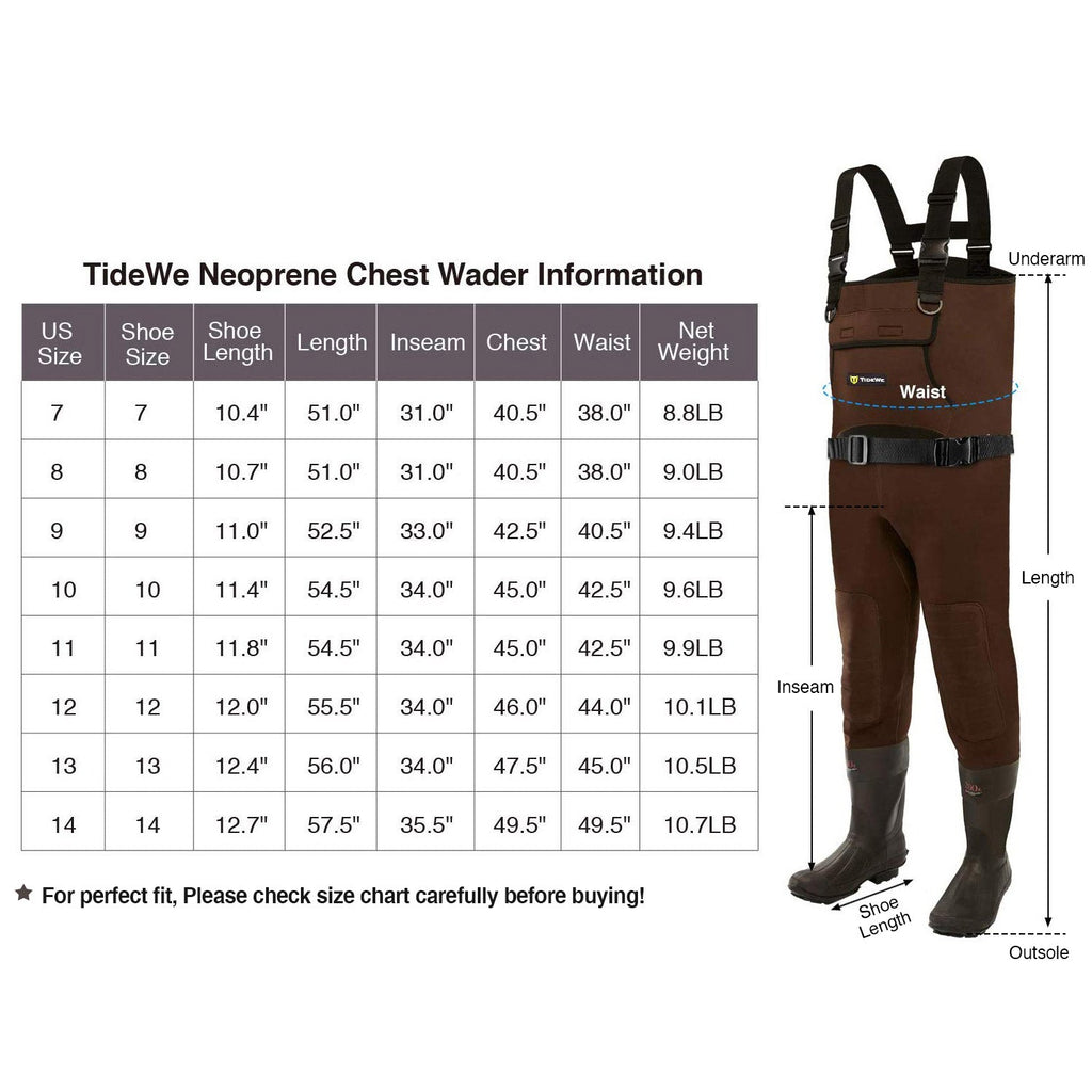 TideWe Neoprene Chest Waders for Men Waterproof Durable Fishing Waders