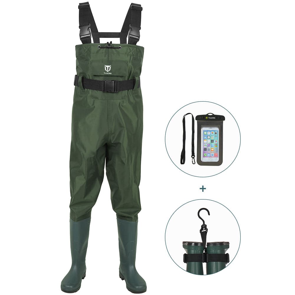 TideWe Fishing Waders PVC Waterproof Chest Wader With Bootfoots