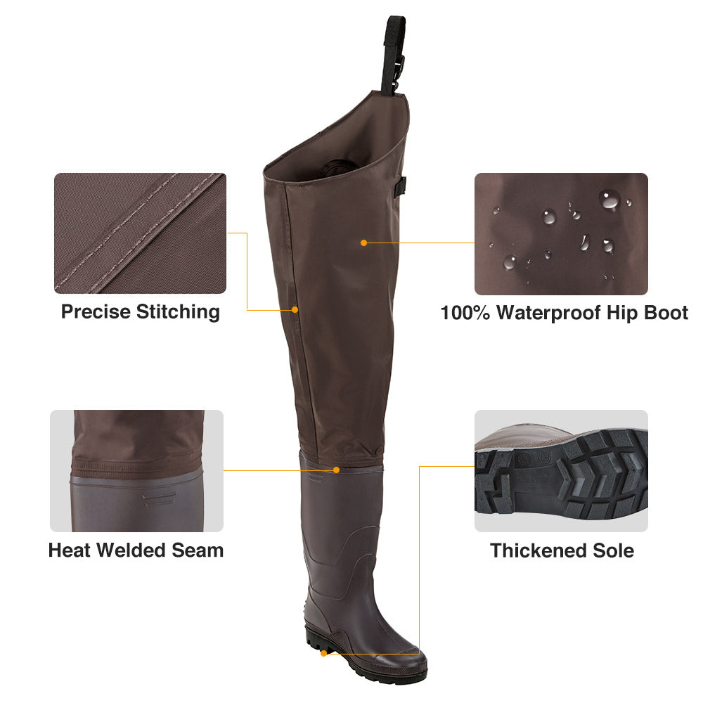 TideWe Hip Waders PVC Lightweight Fishing Hip Boots