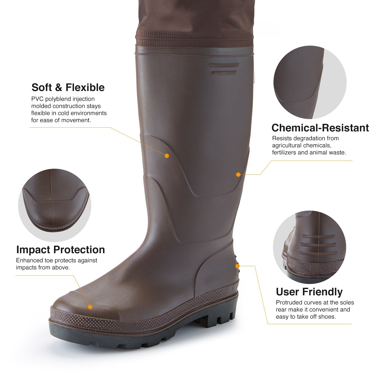 TideWe Hip Waders PVC Lightweight Fishing Hip Boots