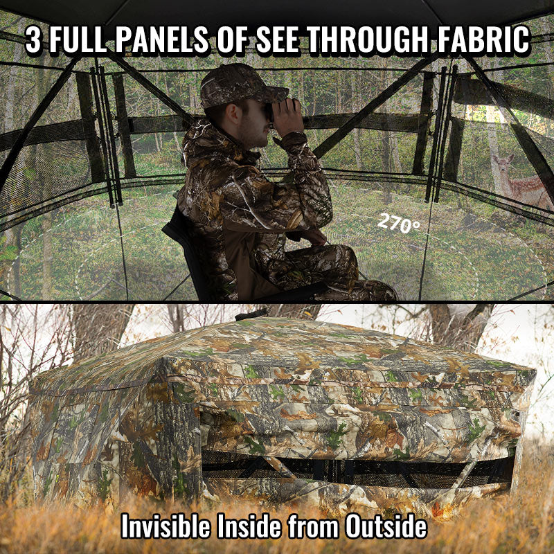 TideWe See Through Hunting Blind, 3-4 Person Pop Up Ground Deer Blind
