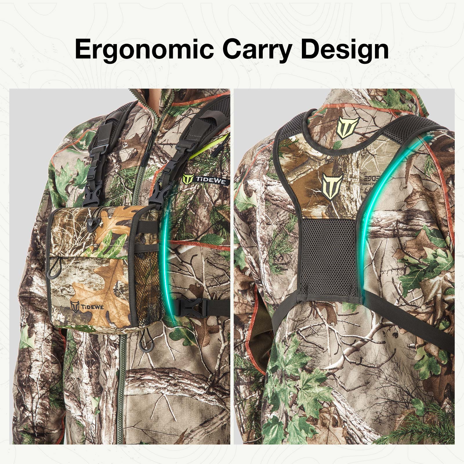 TideWe Bino Harness with Rangefinder Pouch & Rain Cover, Durable Lightweight Binocular Pack