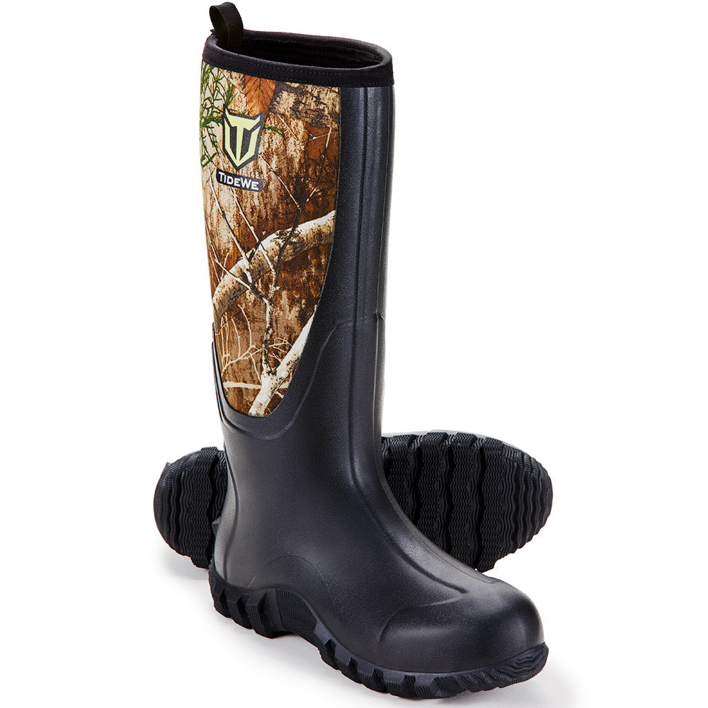 TideWe Rubber Hunting Boots for Men, Rain Boots with Steel Shank Neoprene