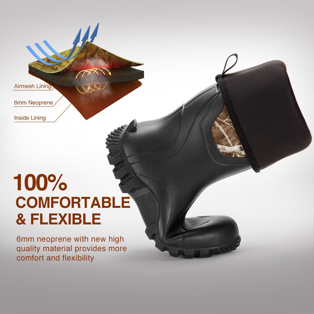 TideWe Rubber Hunting Boots for Men, Rain Boots with Steel Shank Neoprene