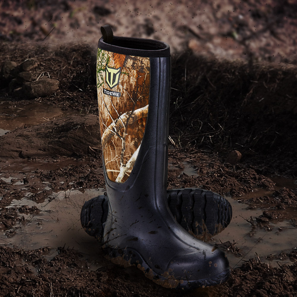TideWe Rubber Hunting Boots for Men, Rain Boots with Steel Shank Neoprene