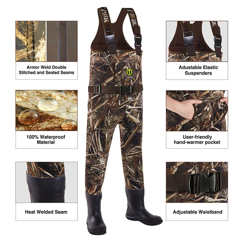 TideWe Hunting Chest Waders for Toddler Kids Youth, Fishing Neoprene Realtree MAX5 Camo Waders - Test Product