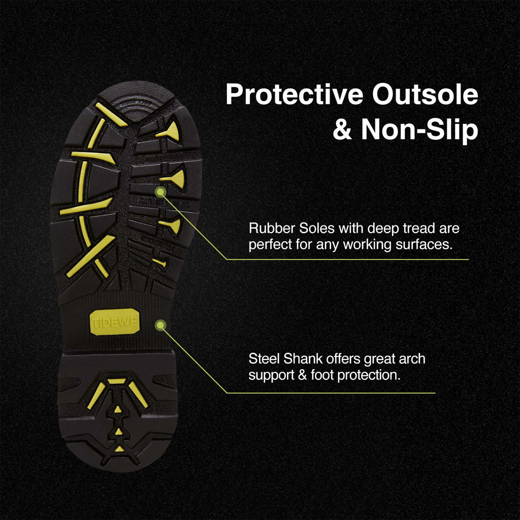 TIDEWE Rubber Work Boots for Men with Steel Shank, Waterproof Hunting Boots, Warm 6mm Neoprene Hunting Mud Boot Size 5-14